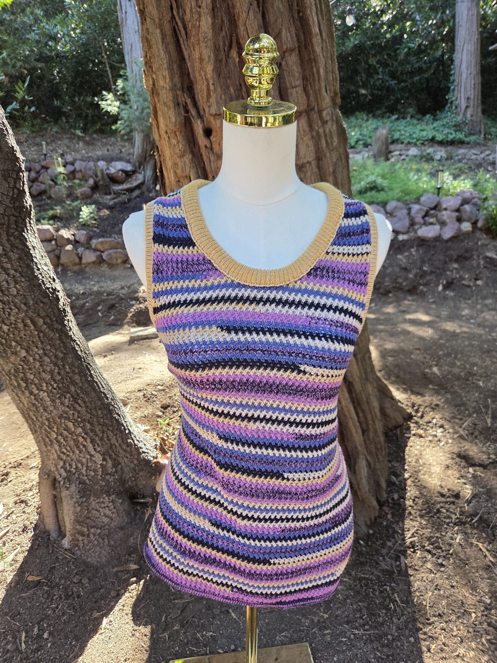 Zara Striped Colorful Bohoemian Knit Tank Top Size Medium